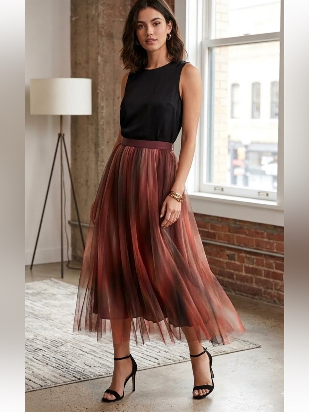 DR2 Muticolor Layered Tulle Mesh Maxi Skirt New Medium